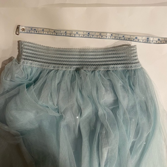 ARIZONA JEANS CO Fully Lined Tulle Maxi Shimmery Sequins Blue Silver TuTu Skirt - Picture 5 of 10